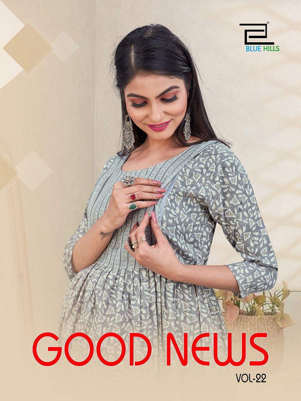 Blue Hills Good News 22 Cotton Feeding Designer Wholesale Kurti Collection	